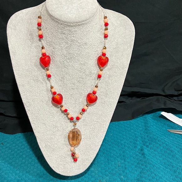 Jewelry - Red Heart Beaded Necklace